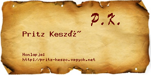Pritz Kesző névjegykártya